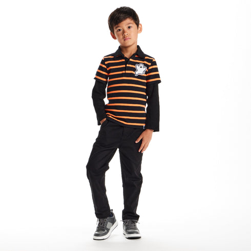 kids-halloween-rugby-polo-ghost-patch-black-orange Sophia's Style-2